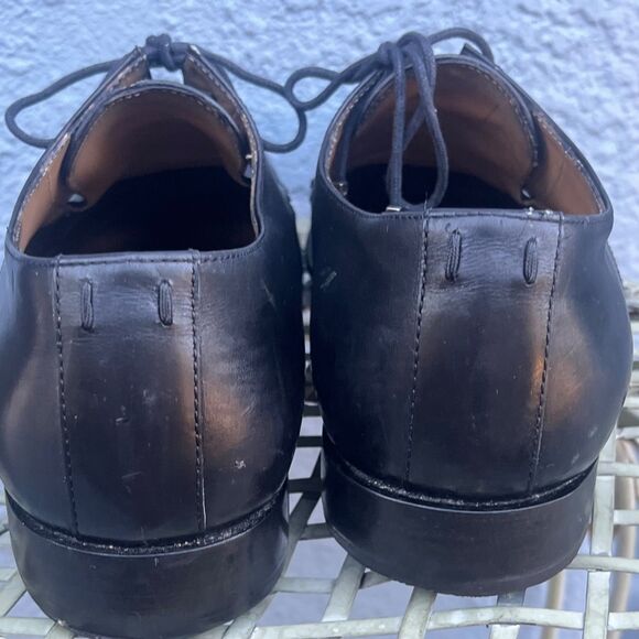 Louis Vuitton Mens Black Leather Lace Up Shoes LV Size 7.5 US 8.5 square toe - Picture 10 of 16